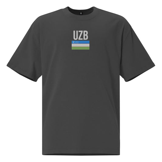 UZB Flag Side Emroidered Oversized T-shirt
