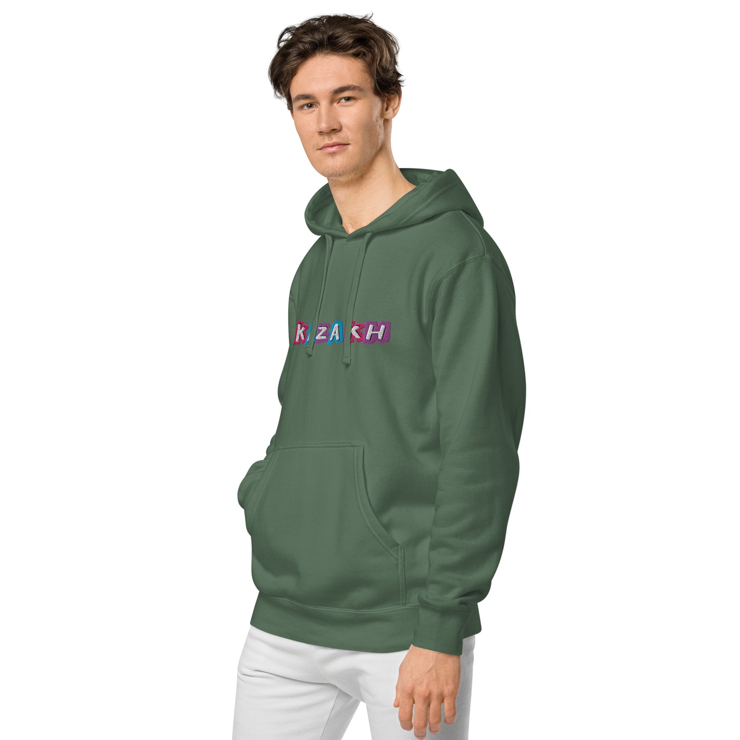 Kazakh Cutout EMB Premium Unisex pigment-dyed hoodie