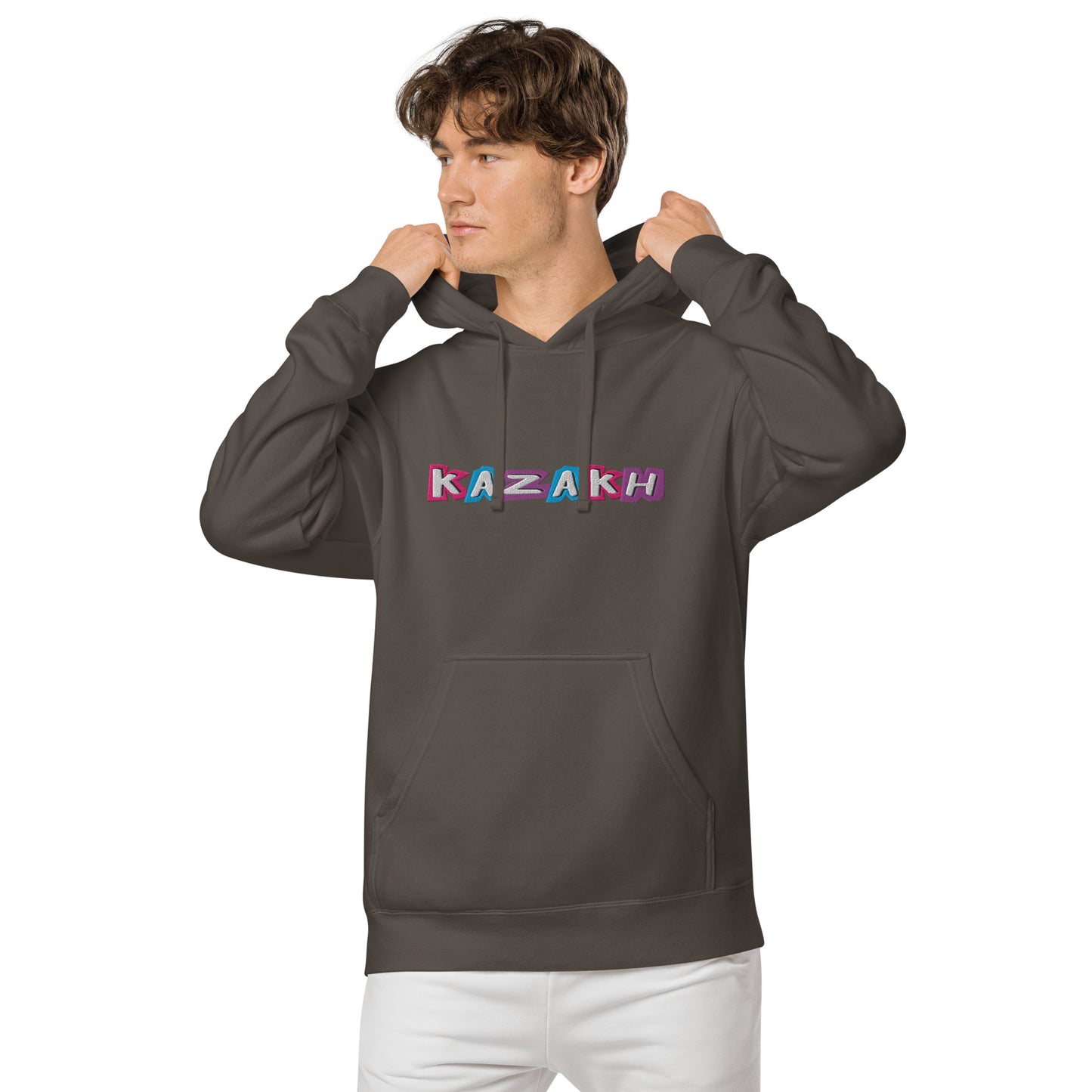 Kazakh Cutout EMB Premium Unisex pigment-dyed hoodie