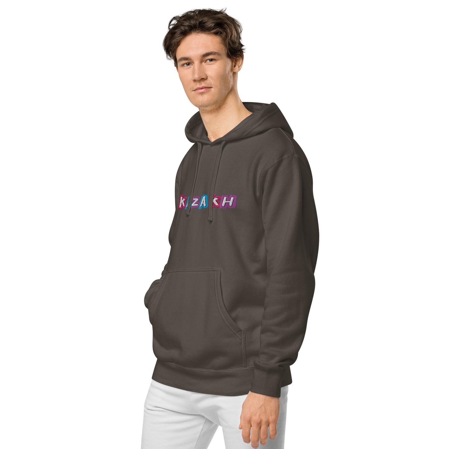 Kazakh Cutout EMB Premium Unisex pigment-dyed hoodie