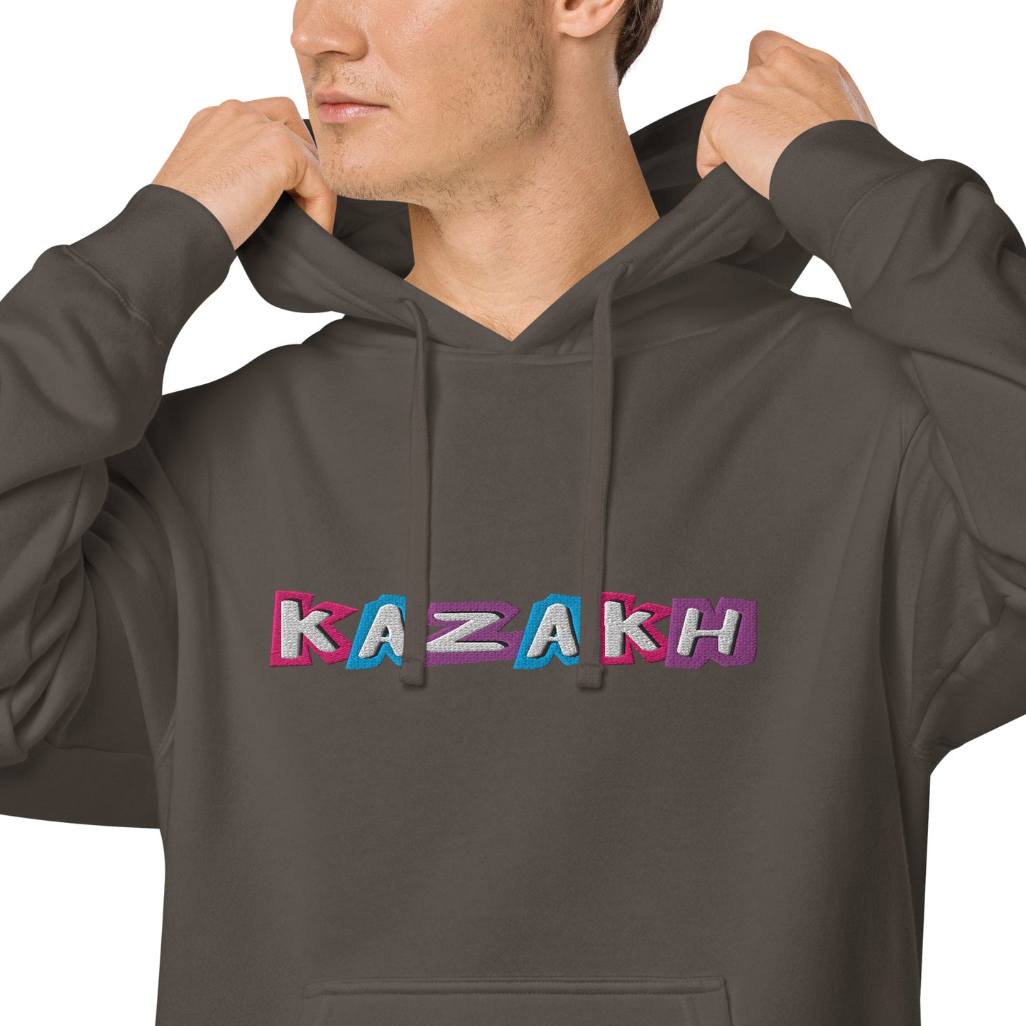 Kazakh Cutout EMB Premium Unisex pigment-dyed hoodie