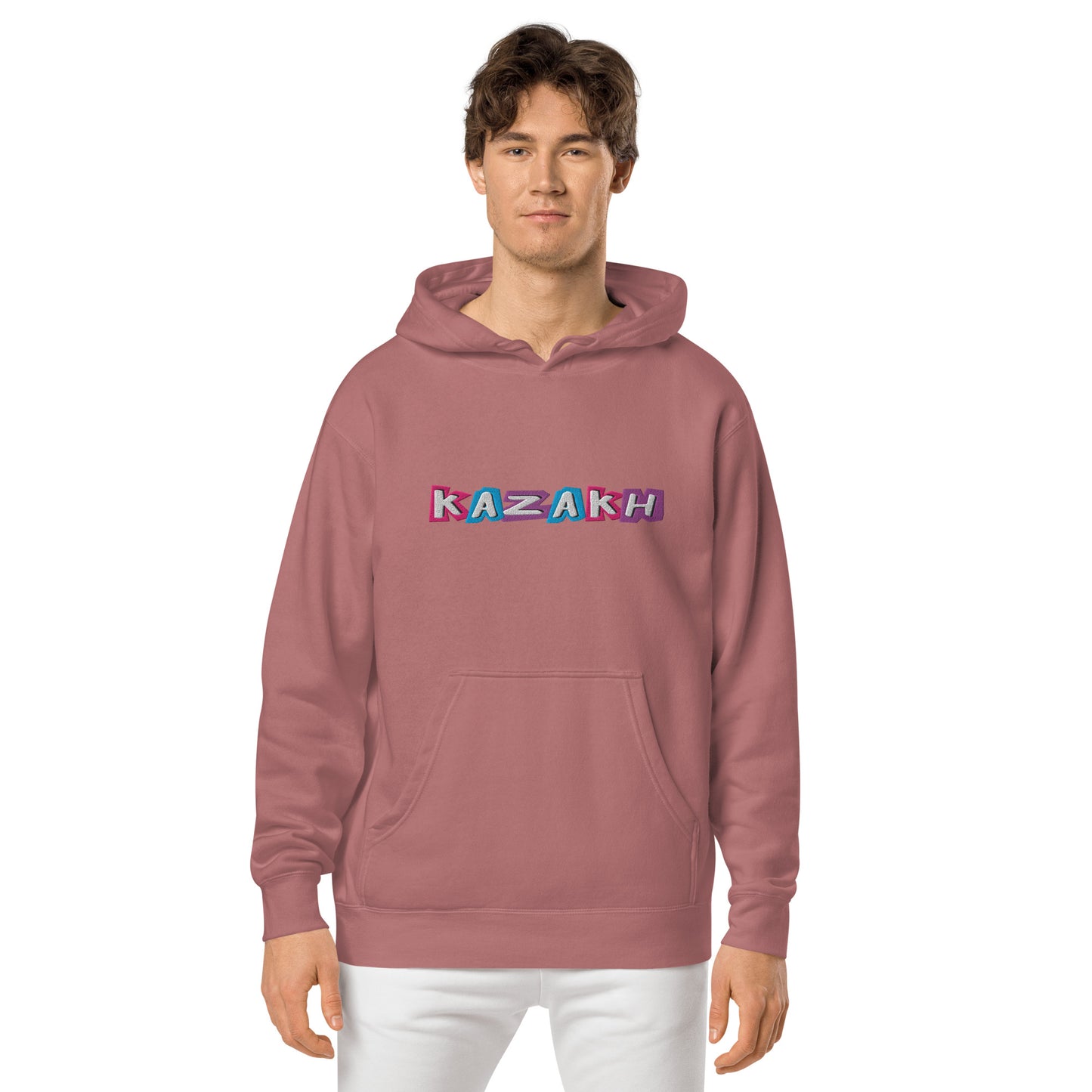 Kazakh Cutout EMB Premium Unisex pigment-dyed hoodie