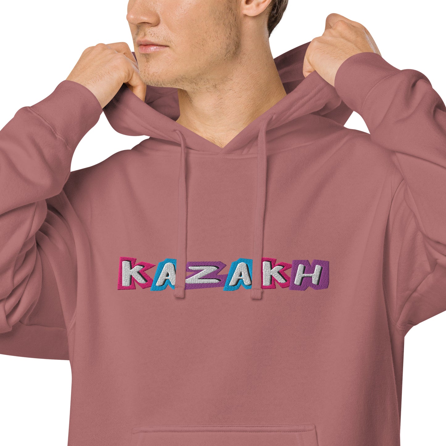 Kazakh Cutout EMB Premium Unisex pigment-dyed hoodie