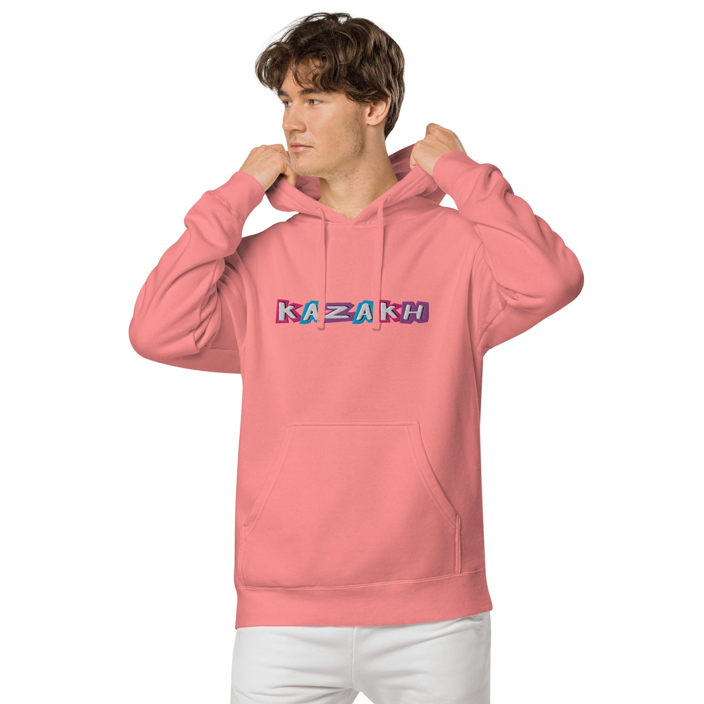 Kazakh Cutout EMB Premium Unisex pigment-dyed hoodie