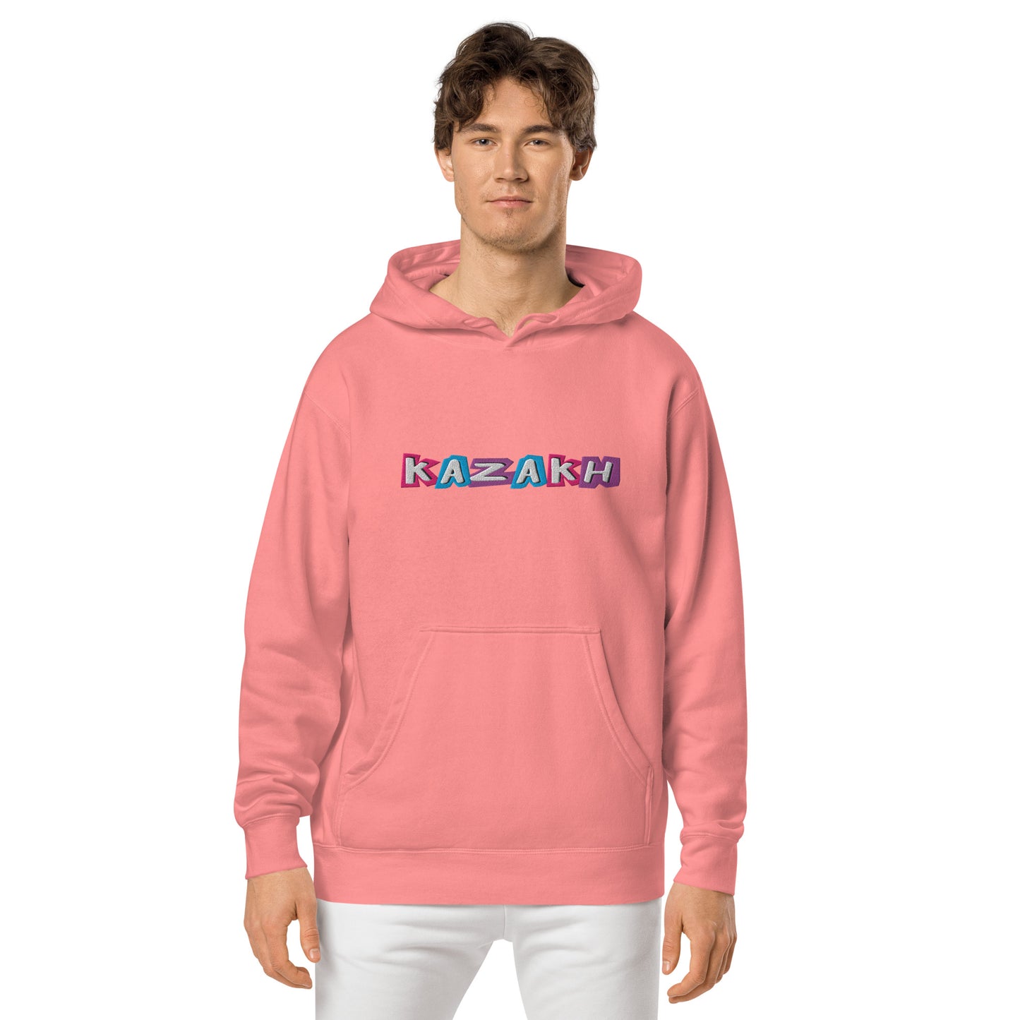 Kazakh Cutout EMB Premium Unisex pigment-dyed hoodie