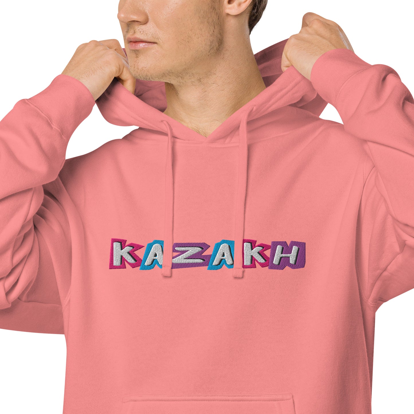 Kazakh Cutout EMB Premium Unisex pigment-dyed hoodie