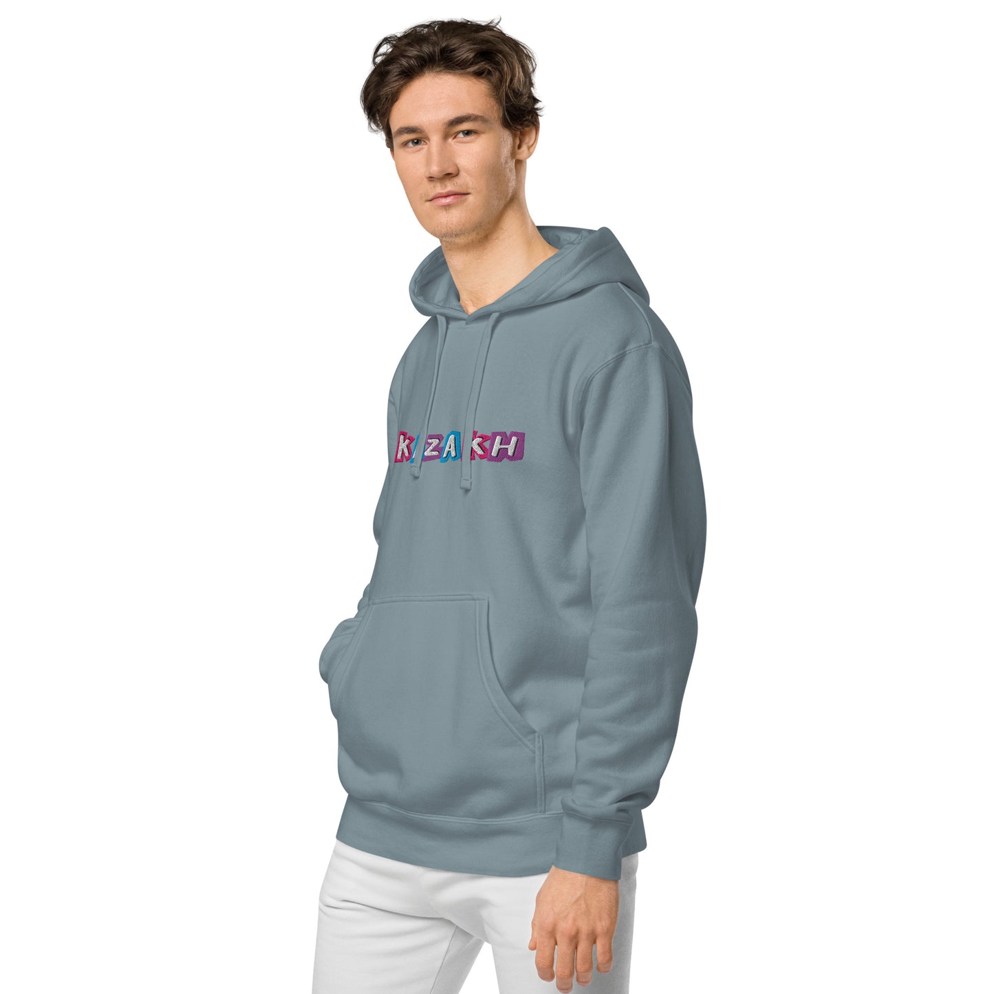 Kazakh Cutout EMB Premium Unisex pigment-dyed hoodie