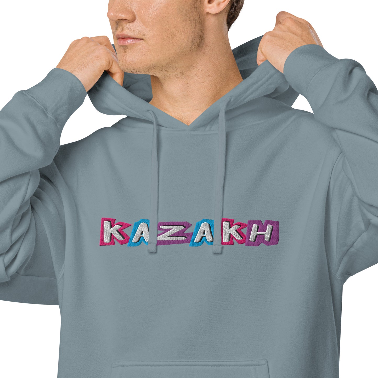 Kazakh Cutout EMB Premium Unisex pigment-dyed hoodie