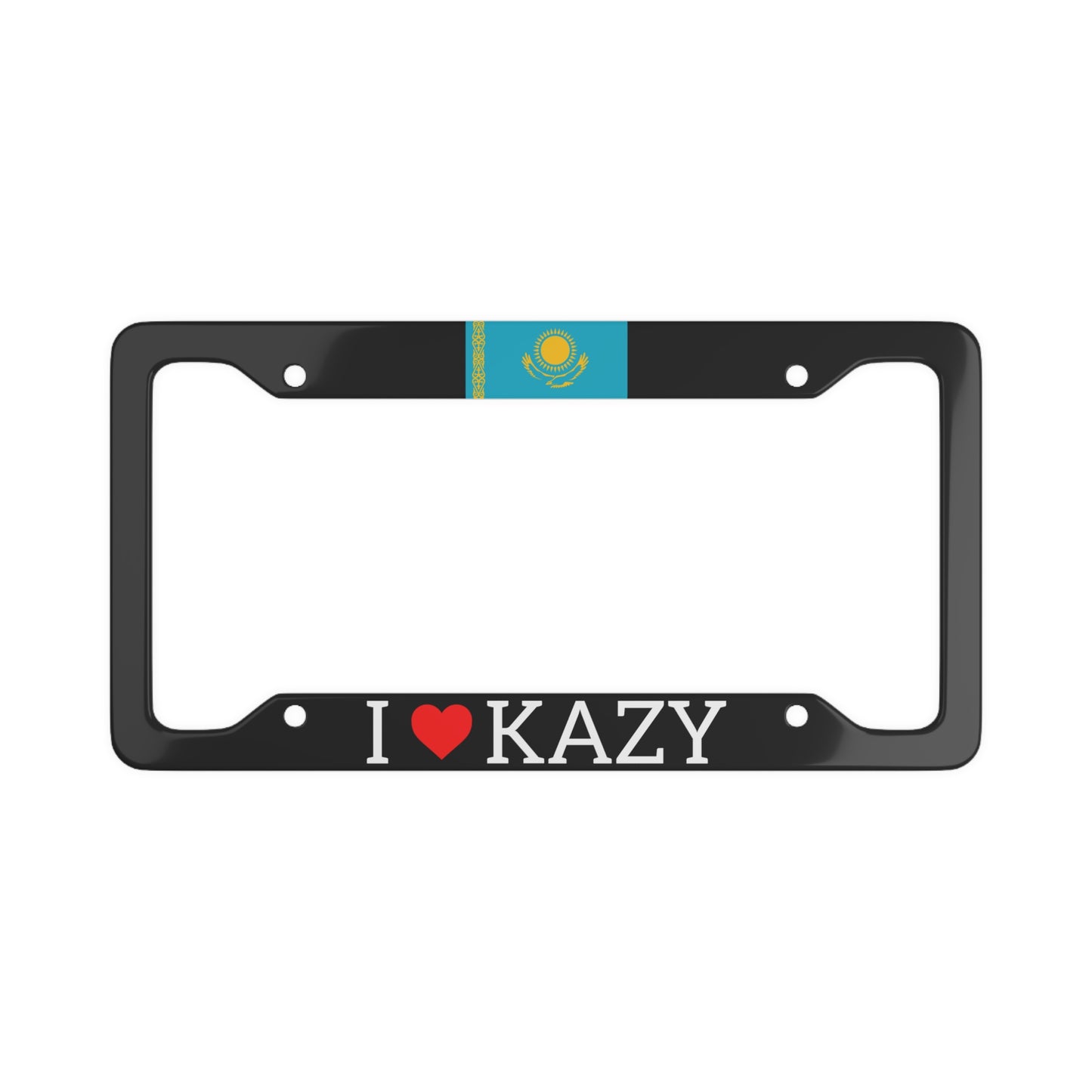 I LOVE KAZY with flag License Plate Frame