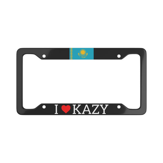 I LOVE KAZY with flag License Plate Frame