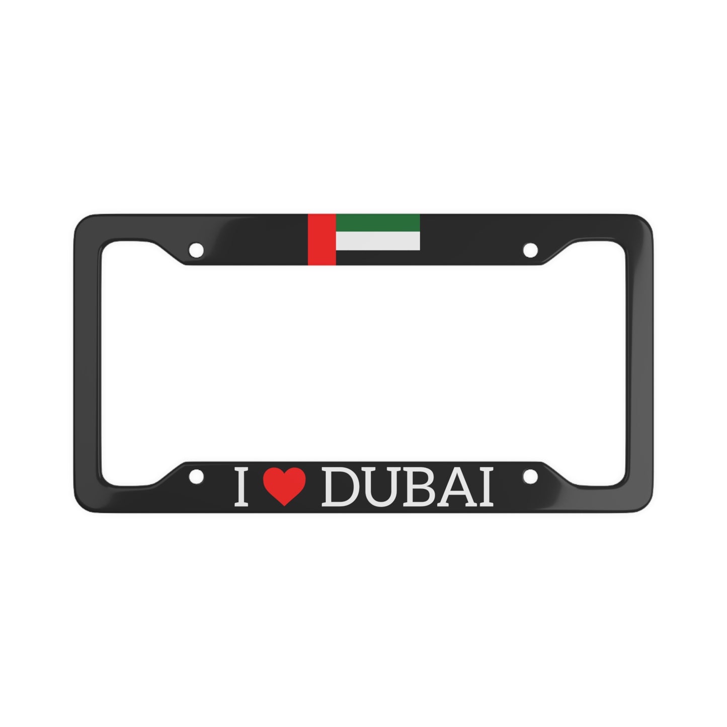 I LOVE DUBAI with flag License Plate Frame