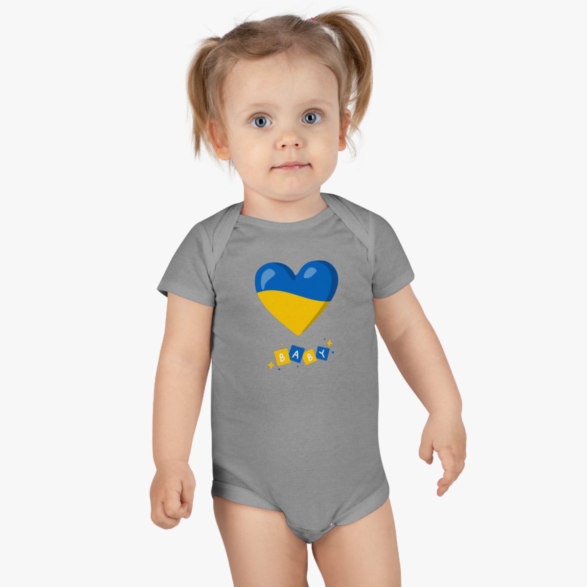 Baby Heart Flag UKR Onesie Organic Bodysuit - Cultics