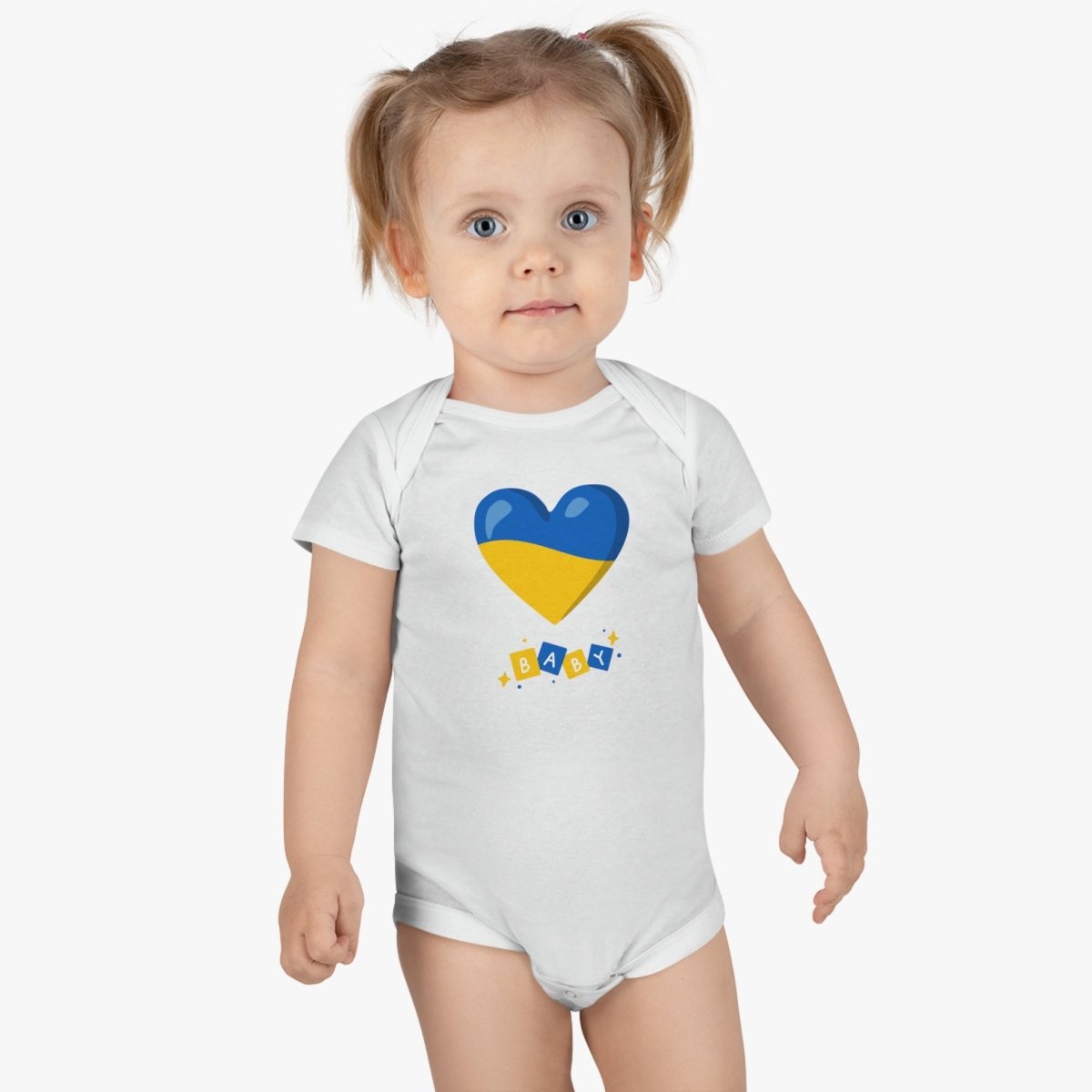 Baby Heart Flag UKR Onesie Organic Bodysuit - Cultics